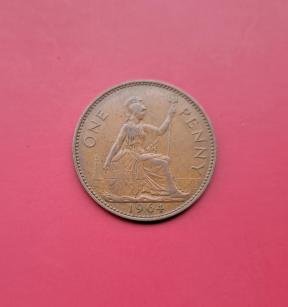 UK 1 Penny - Elizabeth Il 1964 Bronze Dia 30.8 mm