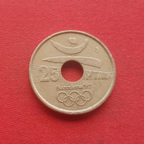 Spain 25 Pesetas 1990 Olympic Discus Throw Aluminium-Bronze Dia 19.5 mm