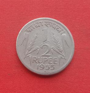 India 1/2 Rupee 1955 Nickel Dia 24 Km