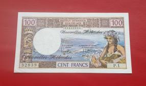 New Hebrides 100 Francs 1975 XF/AUNC Condition