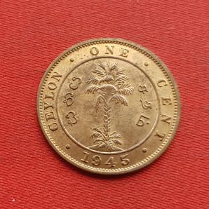 Ceylon 1 Cent - George VI 1945 Bronze Dia 22.35