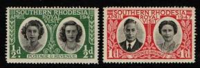 Southern Rhodesia 1947 Royal Visit, 2v Complete, Sg62-63 MNH