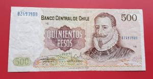 Chile 500 Pesos FINE/VF Condition 1986 - P53