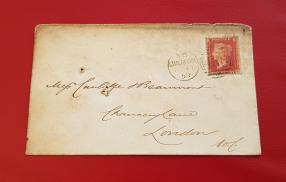 GB 1859 Queen Victoria Penny Red Star Cover Used Liverpool, London