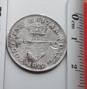 British West Indies ⅛ Dollar - George IV 1822 Silver (.892) Wt 3.37 G Dia21 mm