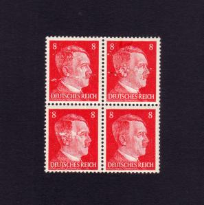 German Adolf Hitler Block 4 Stamp MNH 1944 - 3 Stamps Damaged