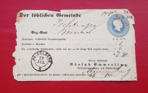 Germany 1866 King Friederich 6 Kreuzer Official Receipt, Uses with Cancellation, Scarece