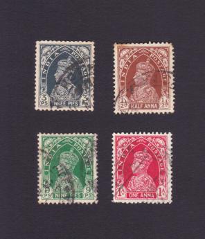 India (British) : King George VI 4v Stamps Used 1937