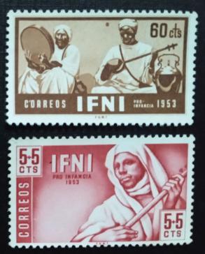 Ifni (Spainish Colony in Western Africa) - 1953 Musical Instruments, 2v Gum Washout Mints