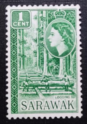 Sarawak - 1955 - Queen Elizabeth II & Local Motifs, 1v Gum Washout Mints