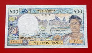 Tahiti (French Polynesia) 500 Francs FINE/VF Condition 1985 - P25