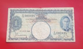 Malaya 1dollar-K G Vl 1941 Fine Condition