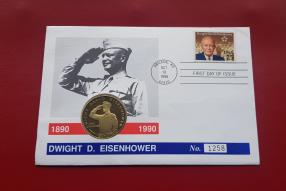 PNC: USA Fdc+ মার্শাল দ্বীপপুঞ্জ ৫ ডলার ১৯৯০ Dwight David Eisenhower, Copper-Nickel ব্যাস ৩৮.৯ মিমি