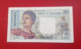 New Caledonia 20 Francs 1954 XF Condition